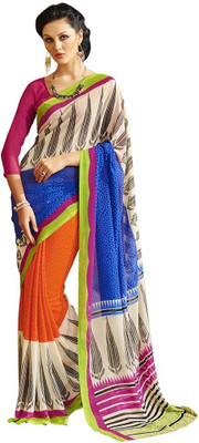 

Akshaya Fashons Printed Daily Wear Georgette Saree(Multicolor), Multi
