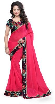 

Indianbeauty Self Design, Solid, Printed Bollywood Chiffon Saree(Pink)