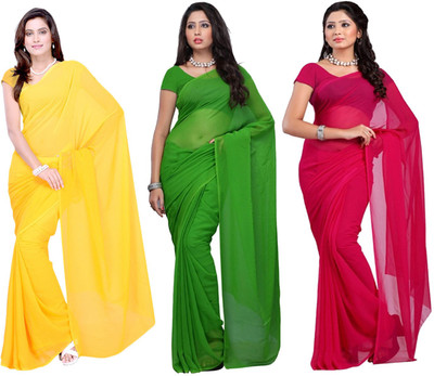 

Multi Retail Solid Bollywood Georgette Saree(Pack of 3, Multicolor)