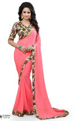 

Indianbeauty Solid, Printed Fashion Georgette Saree(Pink), Moti color