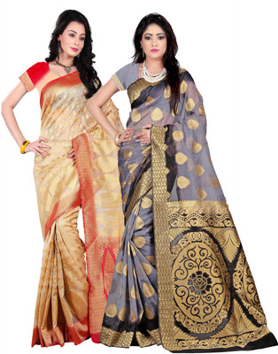 

Weavedeal Embellished Kanjivaram Silk Cotton Blend Saree(Pack of 2, Multicolor)