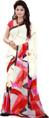 

Lovelylook Printed Daily Wear Georgette Saree(White, Red)