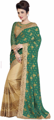 

Aarti Apparels Embroidered Bollywood Chiffon Saree(Green, Beige)