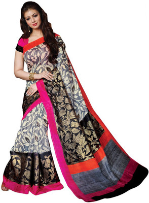 

Indrani Printed Bhagalpuri Art Silk Saree(Multicolor), Beige;pink