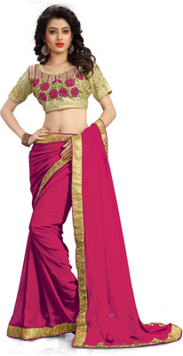 

Stylezone Embroidered Fashion Georgette Saree(Pink)