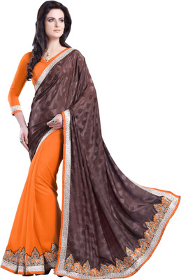 

Stylezone Embroidered Fashion Georgette Saree(Orange)