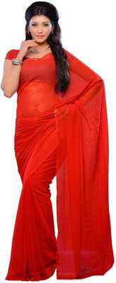 

JTInternational Solid Fashion Jacquard Saree(Red)