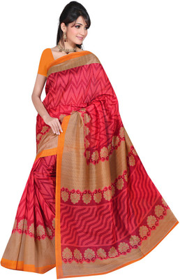 

Parisha Printed Daily Wear Art Silk Saree(Red, Beige)