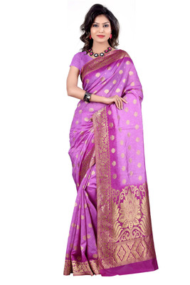 It's Banii Woven Banarasi Silk Saree(Pink, Pink)