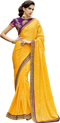

Parisha Embroidered Daily Wear Satin, Chiffon Saree(Yellow)