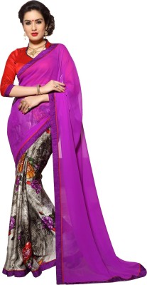 

Jiya Self Design, Printed Fashion Satin, Chiffon, Georgette Saree(Purple, Multicolor), Multicolor;purple