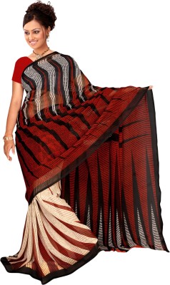 

Jiya Self Design, Printed Fashion Georgette Saree(Red, Black, Beige), Beige;black;red