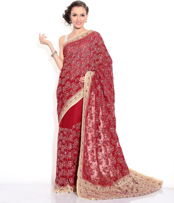 

Zain Textiles Woven Banarasi Chiffon Saree(Maroon)