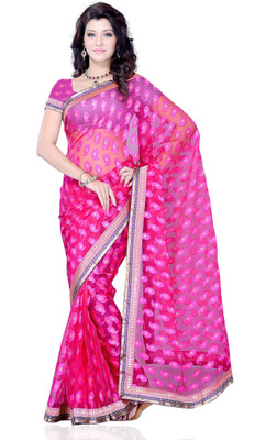 

JTInternational Self Design Fashion Jacquard Saree(Pink)