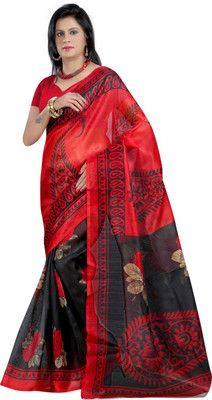 

Anushree Saree Self Design Bhagalpuri Khadi Saree(Multicolor), Red-black