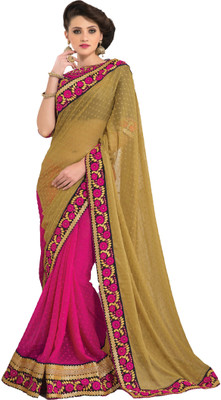 

Aarti Apparels Embroidered Bollywood Chiffon Saree(Beige, Pink