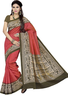 

Rani Saahiba Printed Fashion Art Silk Saree(Red)