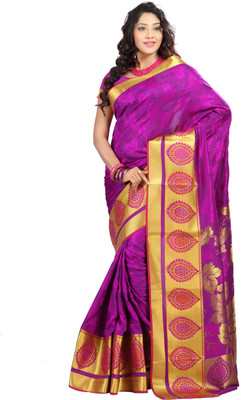 

Varkala Silk Sarees Woven Kanjivaram Jacquard Saree(Purple)