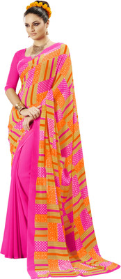

Jiya Self Design, Printed Fashion Georgette Saree(Orange, Pink)