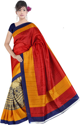 

Lovelylook Printed Daily Wear Art Silk Saree(Red, Beige)
