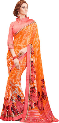 

Khoobee Self Design, Printed Fashion Georgette Saree(Orange, Multicolor), Multicolor;orange
