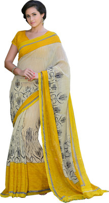 

Helixenterprise Printed Fashion Handloom Cotton Saree(Yellow), White;yellow