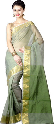 

Chandrakala Woven Banarasi Silk Cotton Blend Saree(Green)