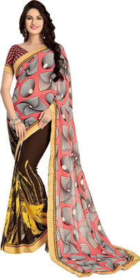 

Saara Printed Fashion Georgette Saree(Pink, Brown)