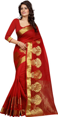

Style U Self Design Banarasi Polycotton Saree(Blue), Nevy blue