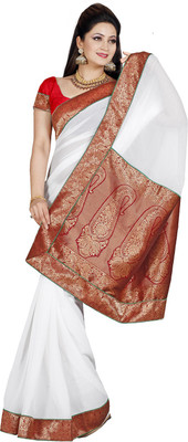 

Ishin Embroidered Fashion Chiffon Saree(White)