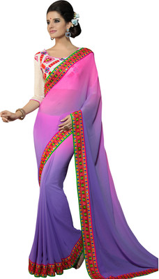 

Saara Self Design, Solid Fashion Georgette Saree(Purple)