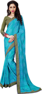 

Vardan Prints Printed Fashion Crepe Saree(Blue, Green)
