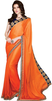 

Desi Butik Embroidered Fashion Chiffon Saree(Orange)