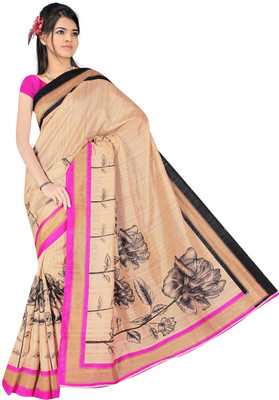 

Lovelylook Printed Daily Wear Art Silk Saree(Beige)