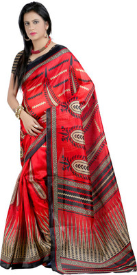 

Anushree Saree Printed Bhagalpuri Khadi Saree(Multicolor), Red