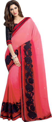 

Vandv Shop Embroidered Fashion Handloom Georgette Saree(Pink), Light pink