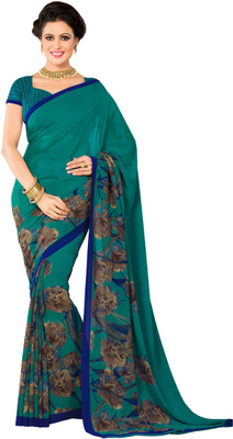 

Jiya Self Design, Printed Fashion Georgette Saree(Green, Multicolor)