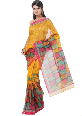 

JTInternational Printed Bhagalpuri Silk Saree(Yellow)