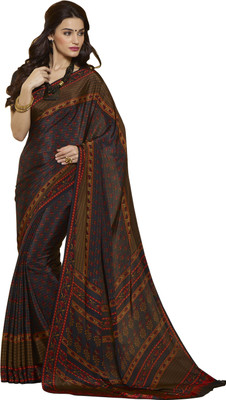 

Jiya Self Design, Printed Fashion Crepe Saree(Black, Multicolor)