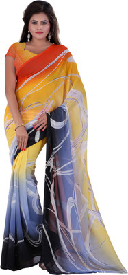 

Khushali Self Design, Printed Fashion Georgette Saree(Yellow, Orange, Multicolor), Multicolor;orange;yellow