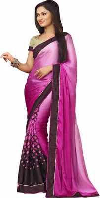 

Khushali Self Design Fashion Jacquard, Satin, Chiffon Saree(Pink, Brown, Brown;pink