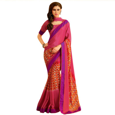 

Vishal Printed Fashion Crepe Saree(Pink)