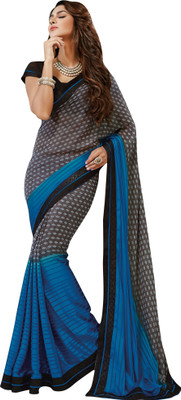 

Vishal Self Design Bollywood Satin, Georgette Saree(Grey, Blue), Blue;grey