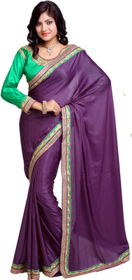 

Ishin Embellished Fashion Satin Saree(Purple)