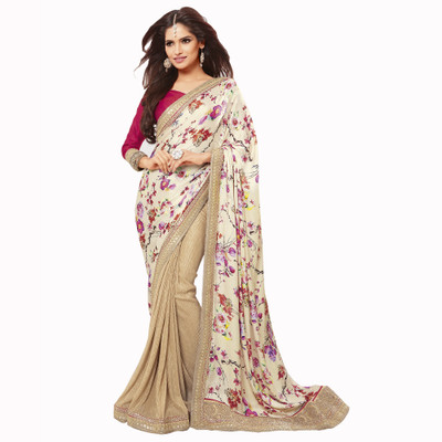 

Vishal Self Design Bollywood Satin, Georgette Saree(Beige)
