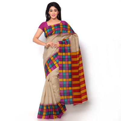 

Anushree Saree Self Design Bhagalpuri Khadi Saree(Multicolor), Cream
