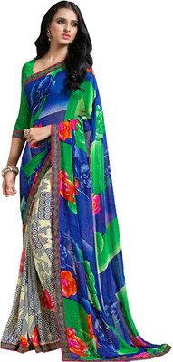 

Parisha Printed Fashion Georgette Saree(Multicolor), Blue & beige