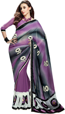 Vishal Self Design Bollywood Georgette Saree(Purple)