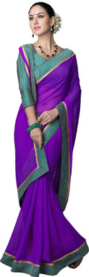 

Jiya Self Design Fashion Georgette Saree(Purple, Green, Beige), Beige;green;purple