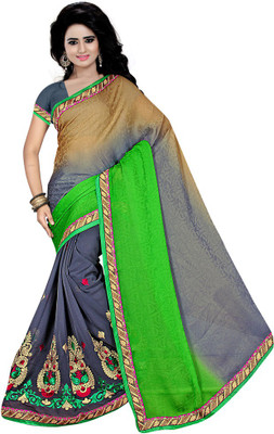 

Indian Wear Online Embroidered Fashion Georgette Saree(Grey)